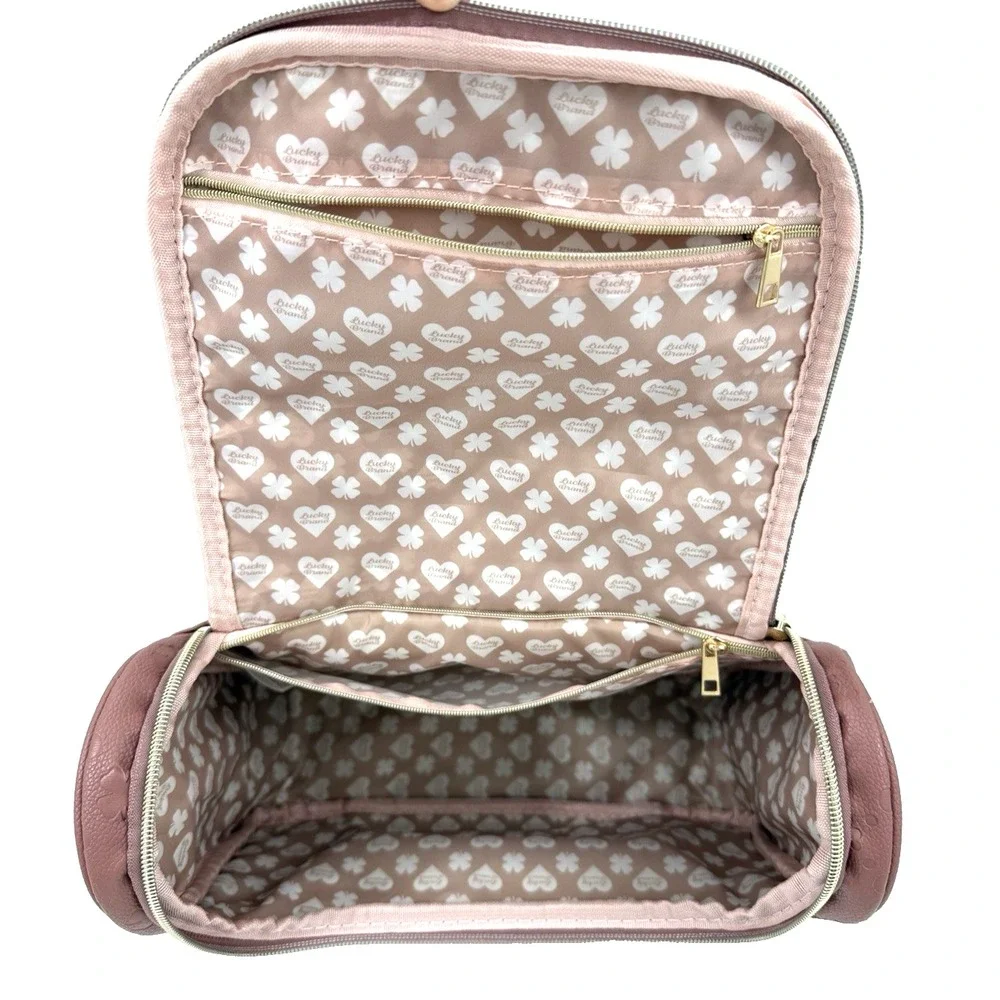 Lucky Brand Pink Makeup Travel Cosmetics Toiletry Bag 11
